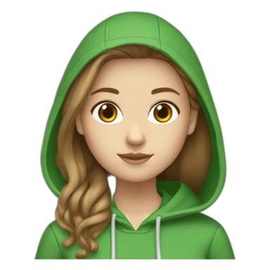 White Girl white brown hair wearing green Hoodie sticker