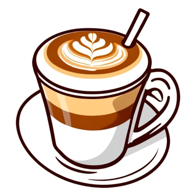 expensive artisanal latte in a cafe from upward view perspective, latte art, fancy coffee drink sticker