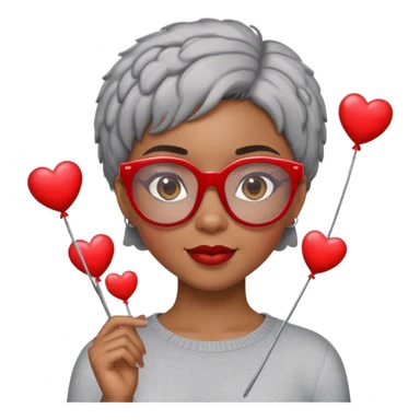 Light skinned Black girl with red glasses short natural gray haircut celebrating Valentine’s Day  sticker