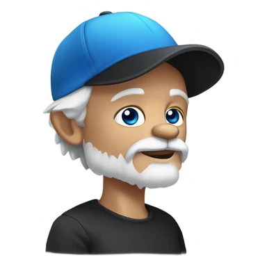 Old man with blue eyes goatee beard ball cap and cute black long fur Chihuahua sticker