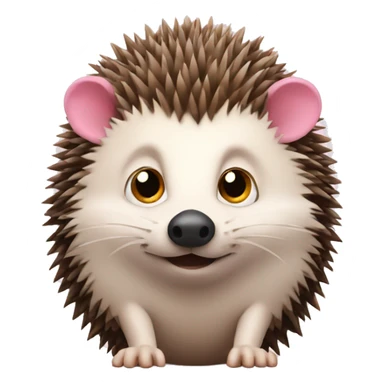 hedgehog with one brown ear and one pink ear sticker