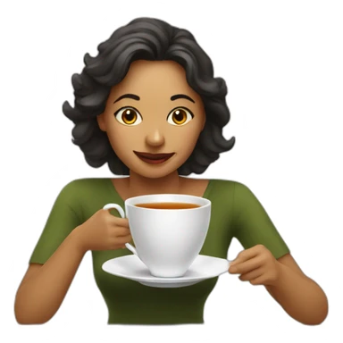 Lady spills on a tea sticker