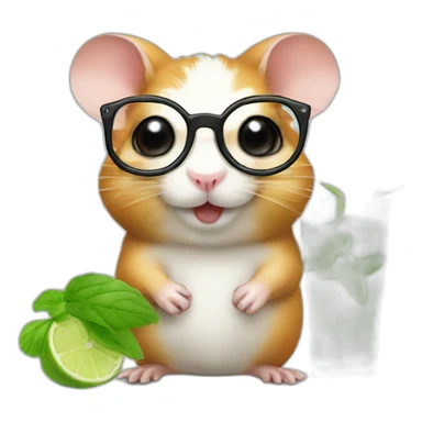 hamster with glasses on a wheel drinking mojito sticker