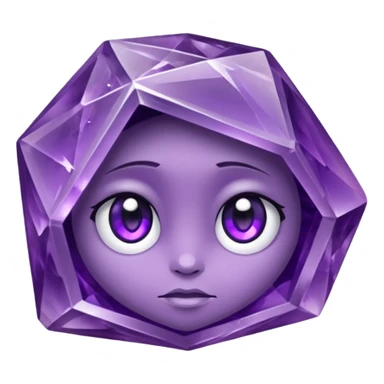 Single gemstone amethyst character rock, with carved facets with eyes beautiful sticker