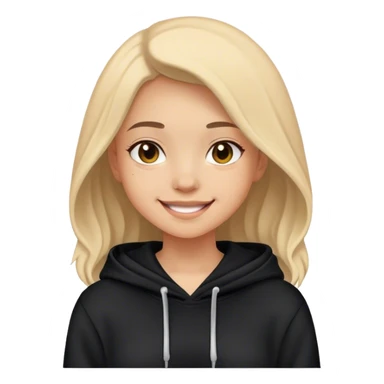 smiling girl in black hoodie sticker