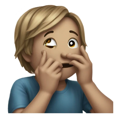 Sad crying emoji with finger on mouth sticker