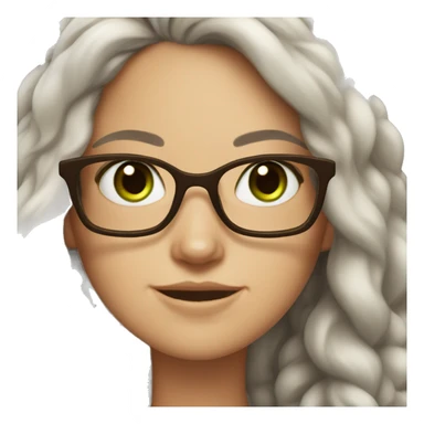 White girl with a dark brown long hair, green-brown eyes, and foxy glasses  sticker