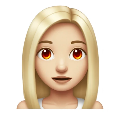 cute girl with red demonic satanic glowing eyes and middle length straight blond hair. white skin and a cute style.  sticker