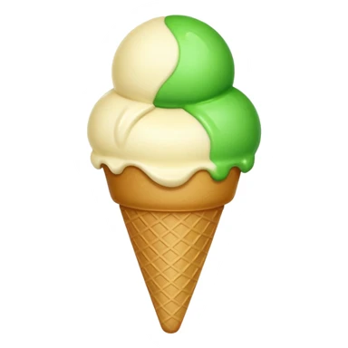 ice cream with a green ball, classic emoji look, no text sticker