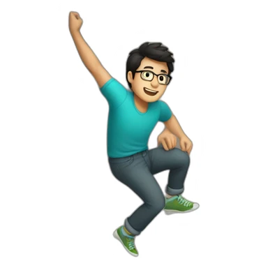 Dark-haired man with glasses climbing indoors sticker