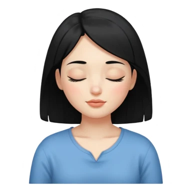 девушка с черными волосами с расслабленным лицом и закрытыми глазами sticker