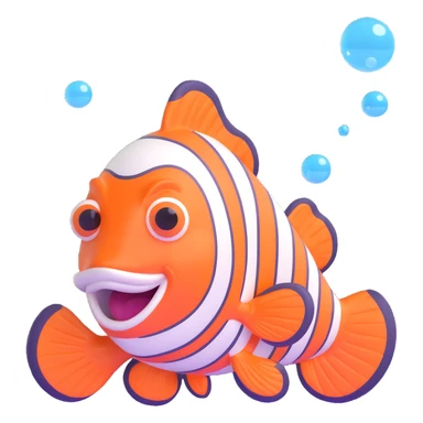 cute clownfish blowing bubbles sticker