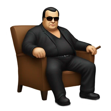 fat steven seagal with chair and cigar sticker