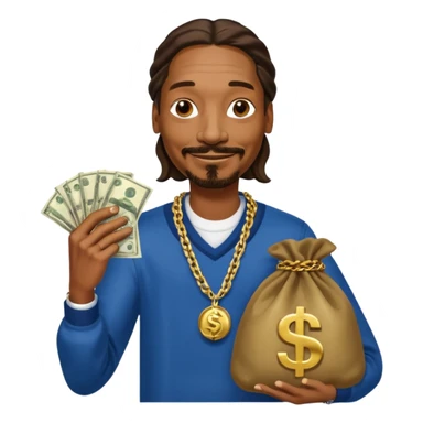 Snoop Dogg holding money bag sticker