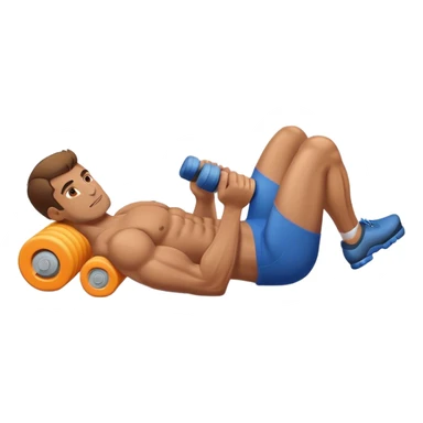 buff guy lying lats down on foam-roller sticker