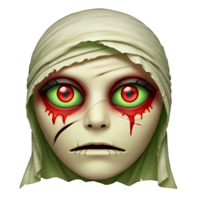 Mummy Cursed: Torn wrappings, glowing red eyes, green mist around.
 sticker
