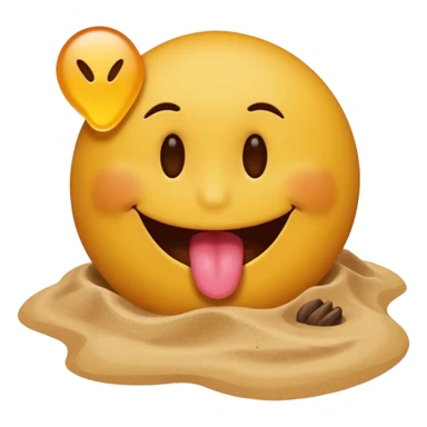 A smiley face licking a brown beach emoji sticker