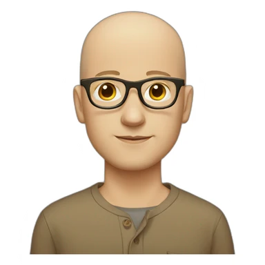 White young bald man wearing brown-ish round shaped glasses and long sleeve shirt sticker