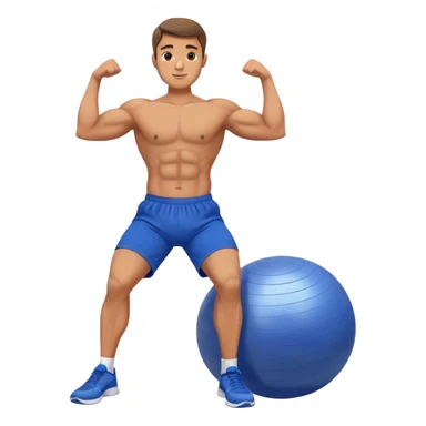 fit man with blue shorts stability ball exercises sticker