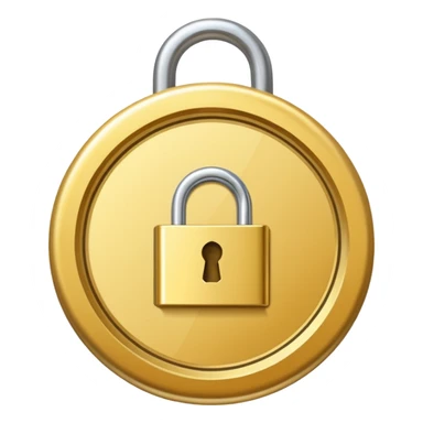 a gold medal with a lock engraved on it sticker