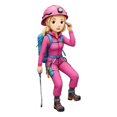 female mountain climber wearing pink clothes sticker
