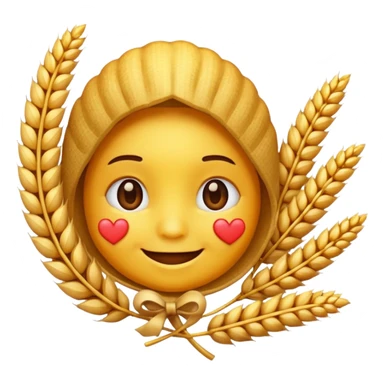 A loved fqce emoji but instead of heart, there is wheat sticker