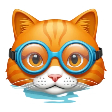 orange cat swimming in swimming goggles sticker