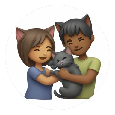 Couple hugging their cat sticker