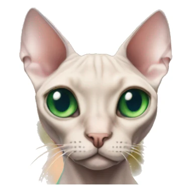 Sphynx cat with green eyes being held by pretty blonde girl with blue eyes sticker