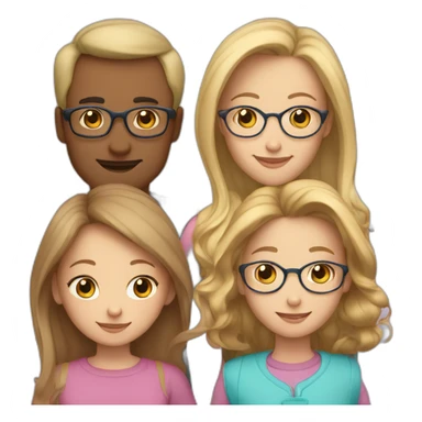 Family of 5 - blonde mom, light brown hair dad with glasses, 8 year old blonde girl with glasses, 4year old light brown hair boy and 1 year old light brown hair girl sticker