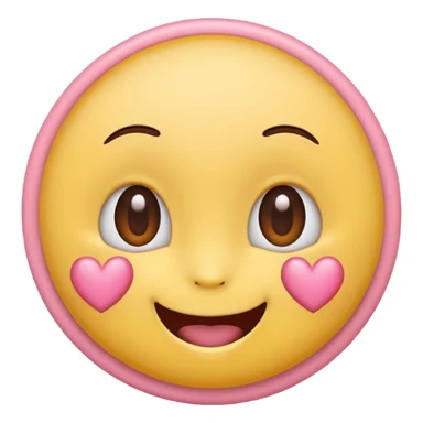 cute emoji, heart eyes, playful grin, pastel pink and yellow sticker