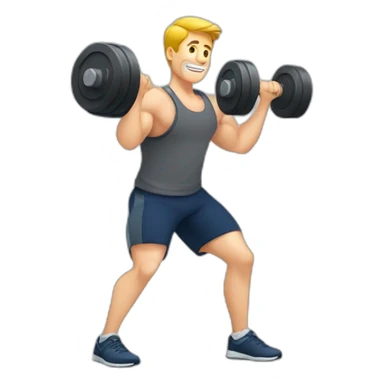 white man in a gym exercising using dumbell sticker