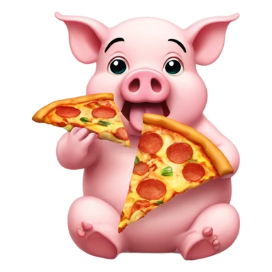 Pig eating pizza sticker