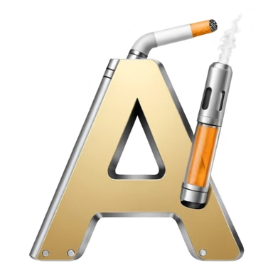Letter A is designed in the style of an electronic cigarette (Vape theme) with dimensions of 512 by 512 sticker