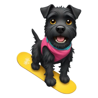Black terrier on a snowboard sticker