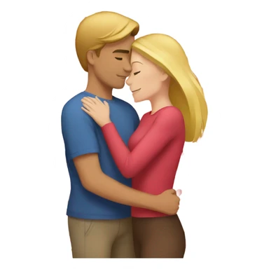 Blonde wife  and brown hair husband hugging with hearts around them  sticker