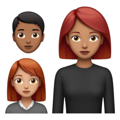 Mujer flaca con cabello mediano color rojo color de piel media, hombre de color medio moreno con cabello color negro, flaco sticker