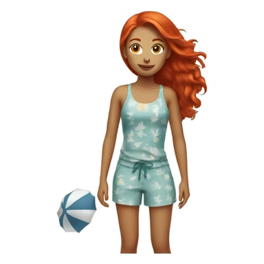 Redhead girl on beach sticker