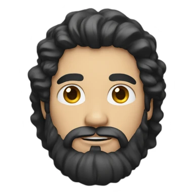 white man with long curly black hair and a beard only face sticker
