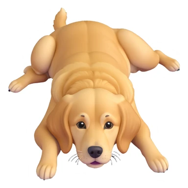 realistic golden retriever laying down, belly up sticker