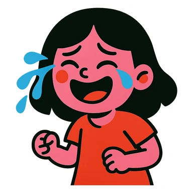 pembe ağlayan ve gülen, siyah saçlı kız sticker