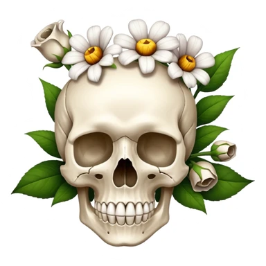 still life, flowers, scull, tissue sticker