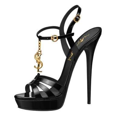 YSL TRIBUTE heels SANDAL black PATENT LEATHER sticker