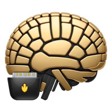   Create an emoji in which it is representing AI brain like chip in black color professional and luxury  AI sticker