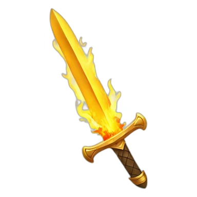 small golden sword on fire sticker