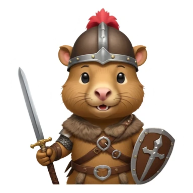 capybarra with viking helmet and sword sticker