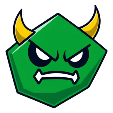 Geometric Maya style angry emoji - spam message, strictly white and deep dark green only, angular sharp lines sticker