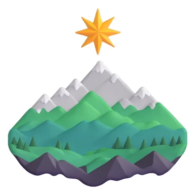 simple eight-pointed star with wide points, with only a basic mountain silhouette on it sticker