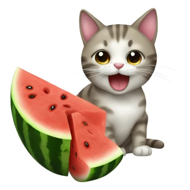 Cat eating watermelon sticker