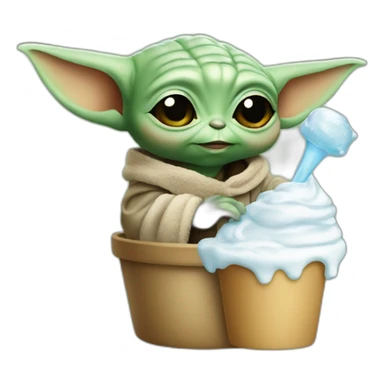 Baby Yoda avec une glace sticker